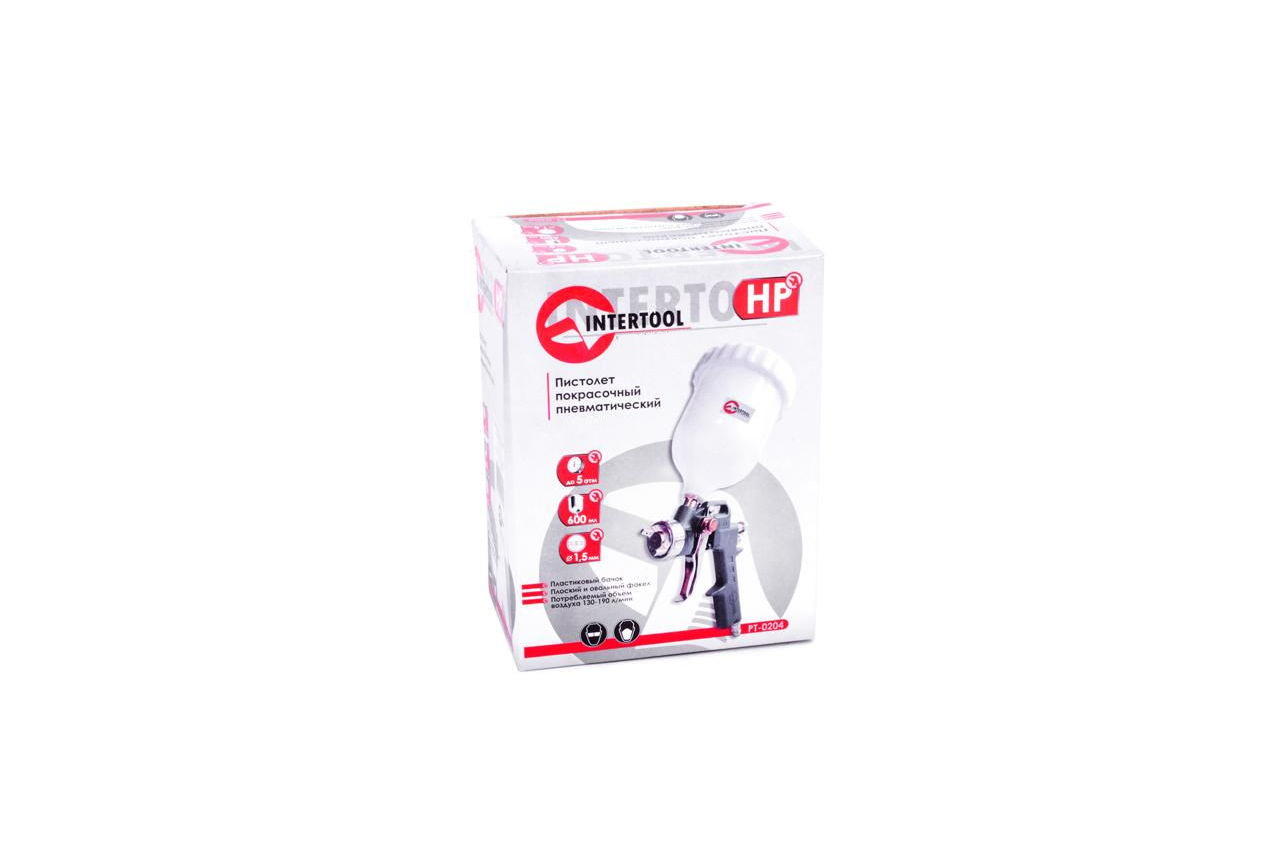 Пневмопістолет лакофарбовий HP Intertool - верхній бак 600 мл, d=1,5 мм