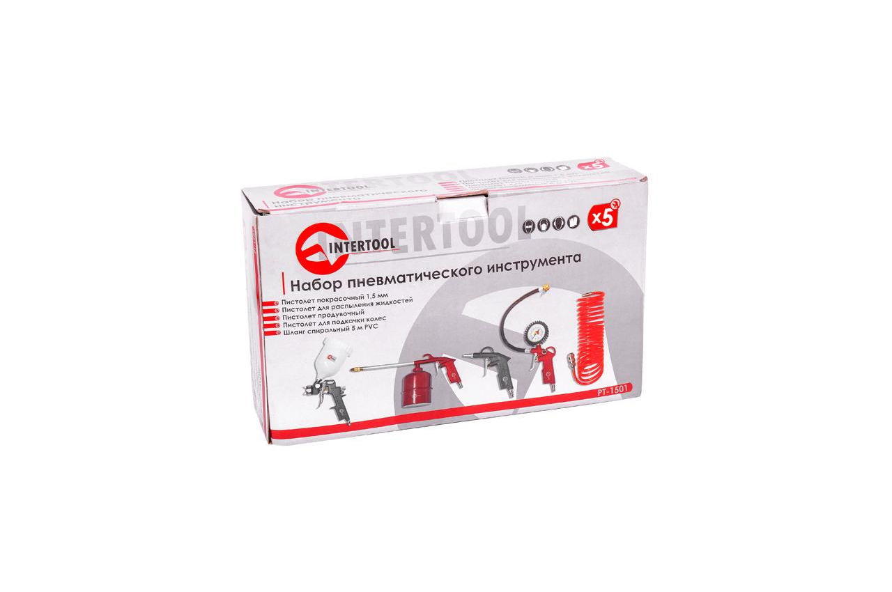 Набор лакокрасочный Intertool - верхний бак 600 мл, шланг пластиковый 5 шт.