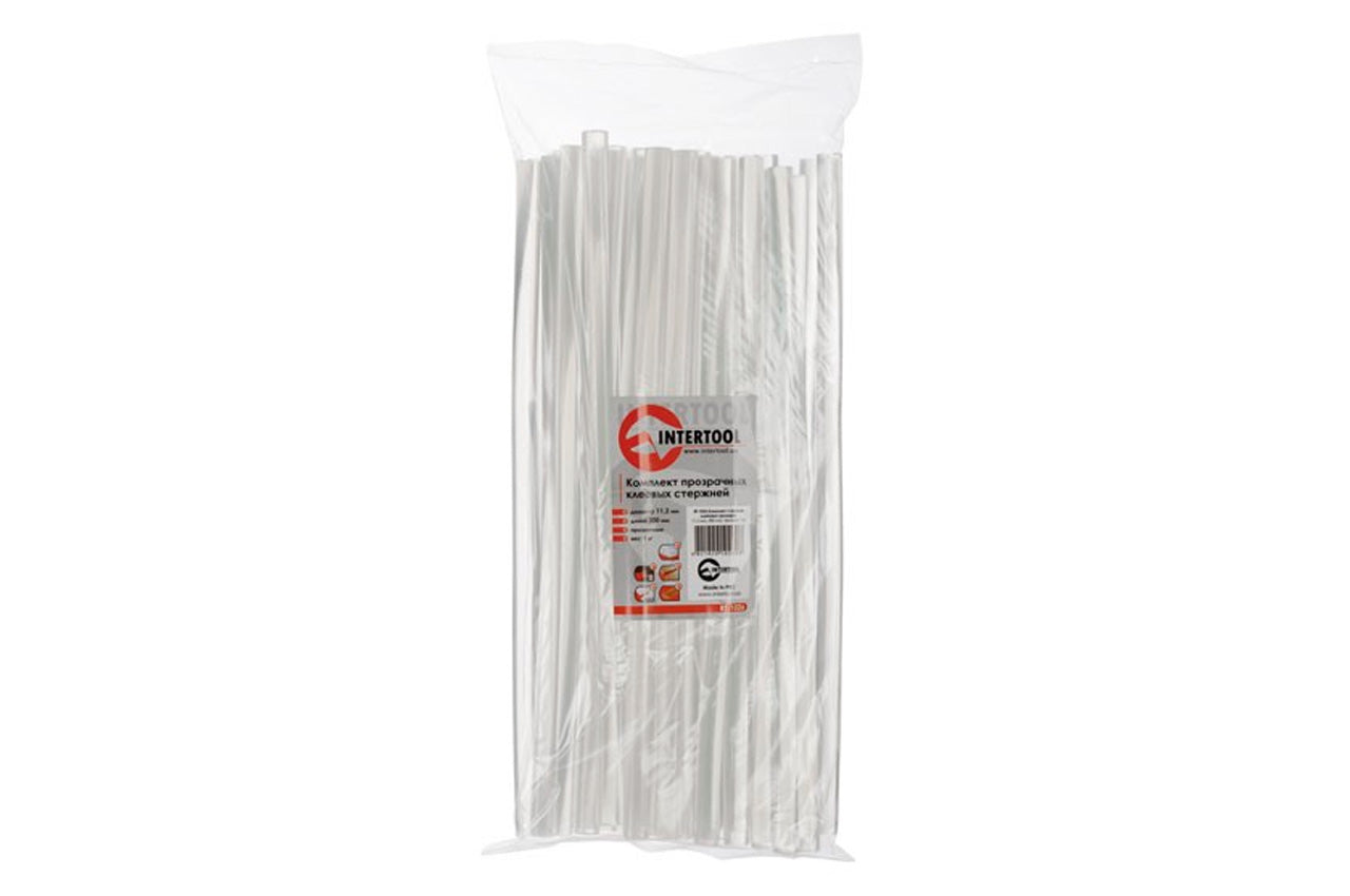 Клеевые стержни Intertool - 11,2 х 300 мм прозрачные (1 кг) пакет