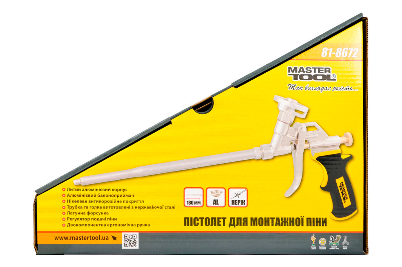 Пистолет для пены Mastertool - никель (зеленая ручка)