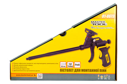 Пистолет для пены Mastertool - с тефлоновым покрытием держатель баллона, трубка, игла
