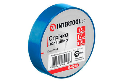 Лента изоляционная Intertool - 15 м синяя