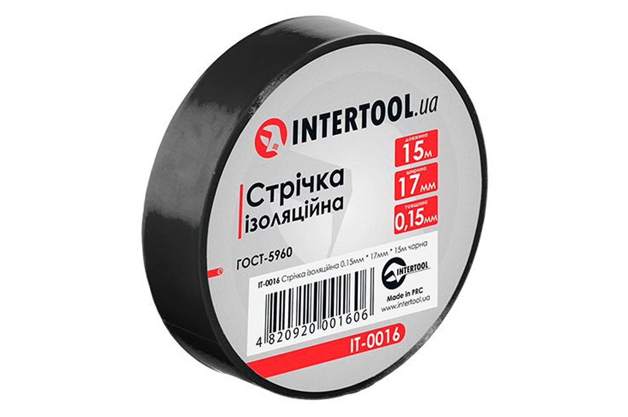 Лента изоляционная Intertool - 15 м черная