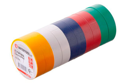 Лента изоляционная Intertool - 15 м ассорти