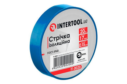 Лента изоляционная Intertool - 20 м синяя