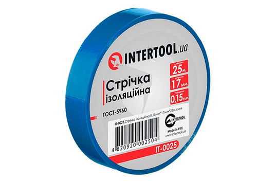 Лента изоляционная Intertool - 25 м синяя