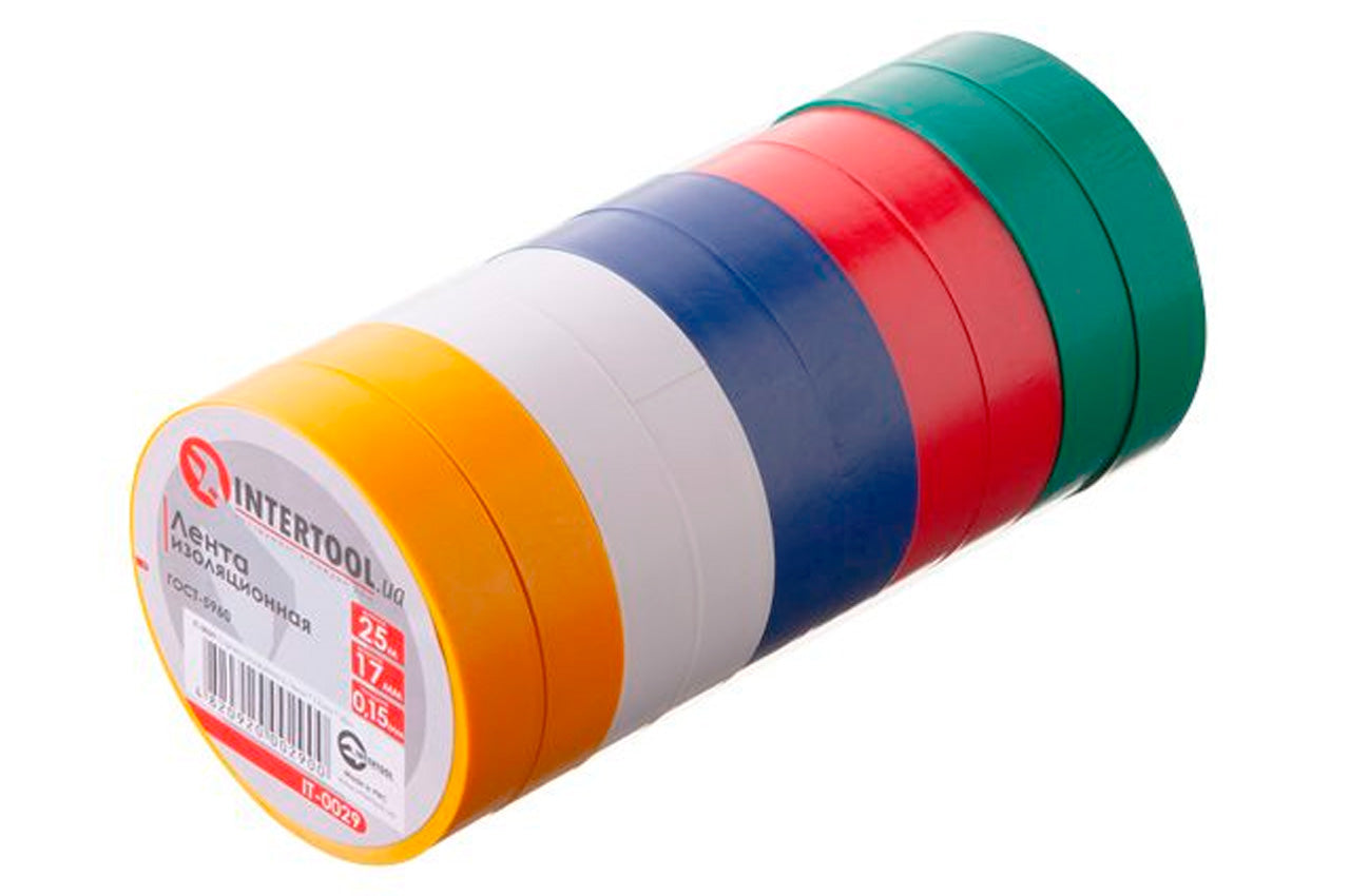 Лента изоляционная Intertool - 25 м ассорти