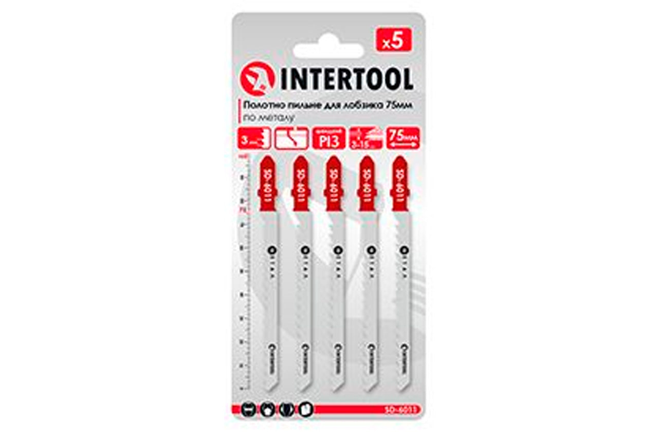 Полотно пильное для лобзика Intertool - 75 х 3 мм металл (5 шт.) SD-6011