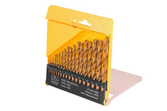 Набор сверл по металлу Mastertool - 19 шт. (1-10 мм), титан