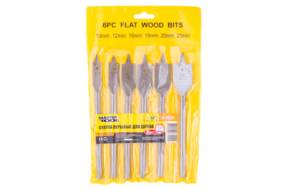 Набор сверл по дереву перьевых Mastertool - 6 шт. (10, 12, 16, 18, 20, 25 мм)