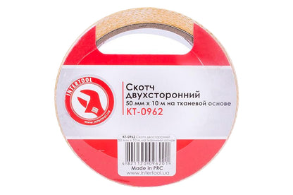 Скотч двухсторонний Intertool - 50 мм х 10 м ткань