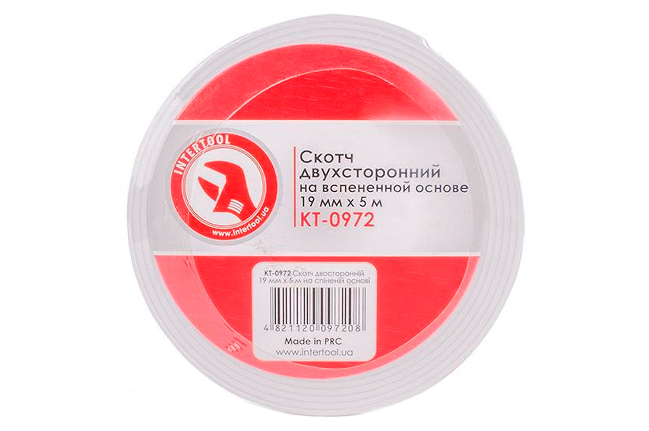 Скотч двухсторонний Intertool - 19 мм х 5 м вспененная