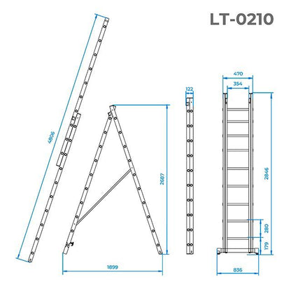 Лестница 2-х раскладная Intertool - 4810 мм х 2x10 ступеней