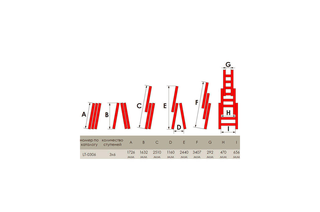 Лестница 3-х раскладная Intertool - 3407 мм х 3x6 ступеней