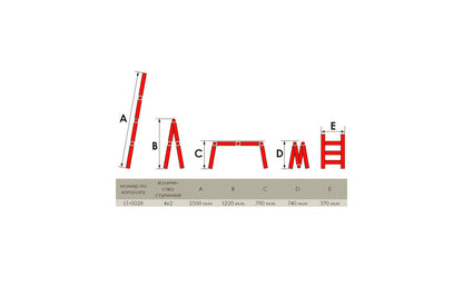 Лестница трансформер Intertool - 2500 мм х 4x2 ступеней