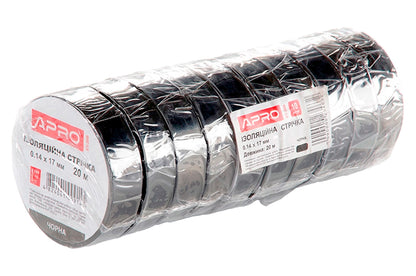Лента изоляционная Apro - 25 м x 17 x 0,14 мм черная