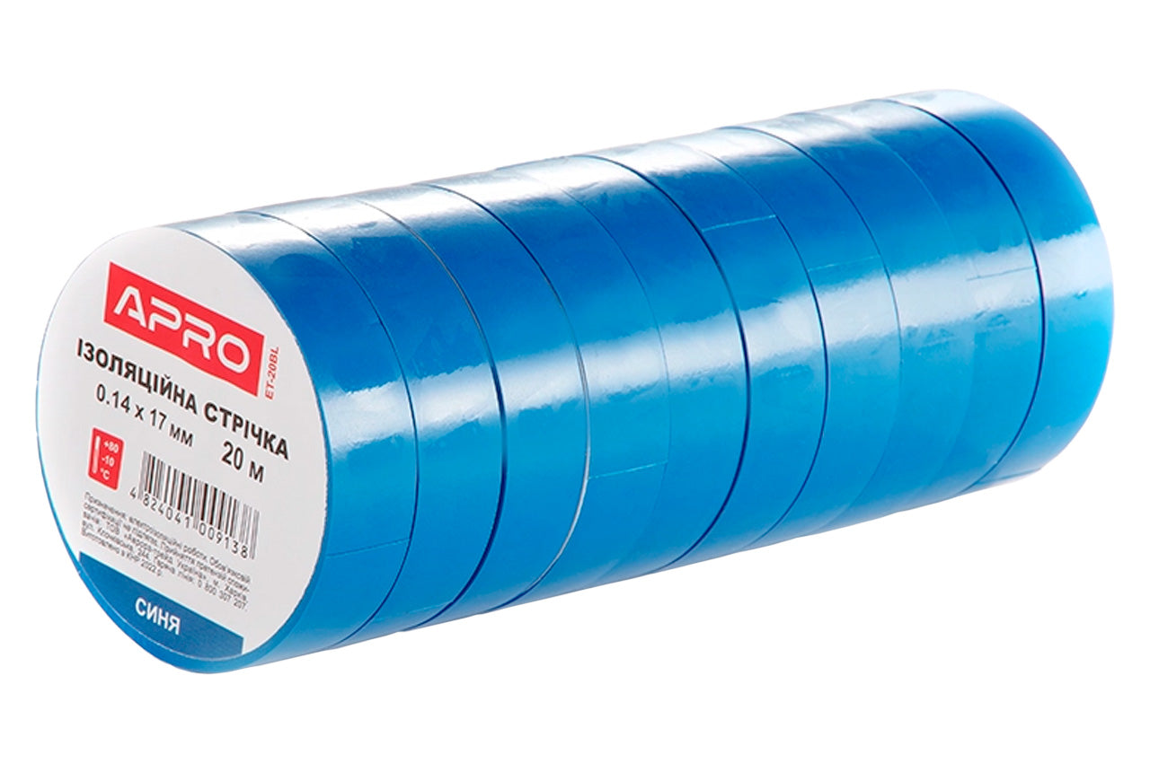 Лента изоляционная Apro - 20 м x 17 x 0,14 мм синяя