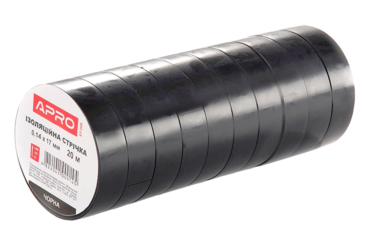Лента изоляционная Apro - 10 м x 17 x 0,14 мм черная