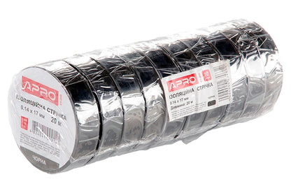 Лента изоляционная Apro - 10 м x 17 x 0,14 мм черная