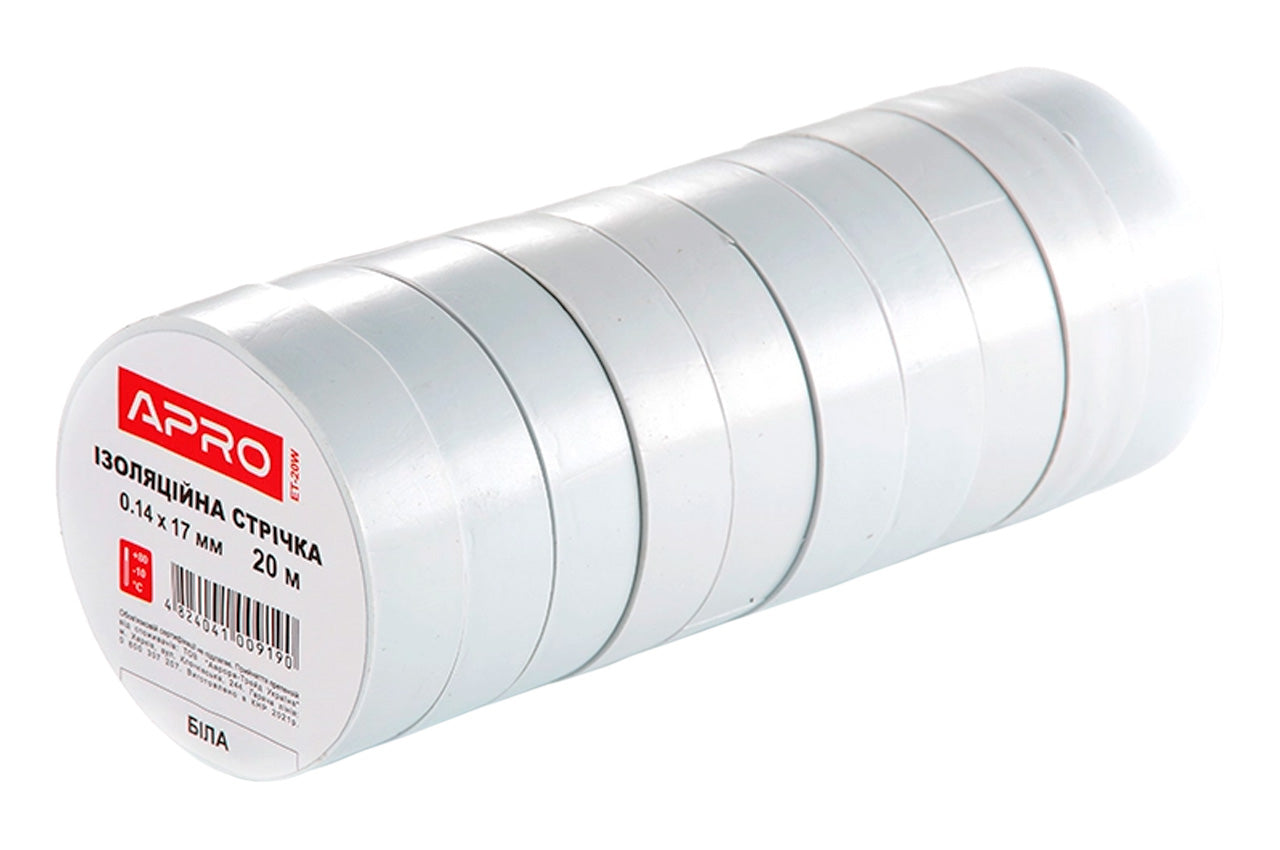 Лента изоляционная Apro - 10 м x 17 x 0,14 мм белая