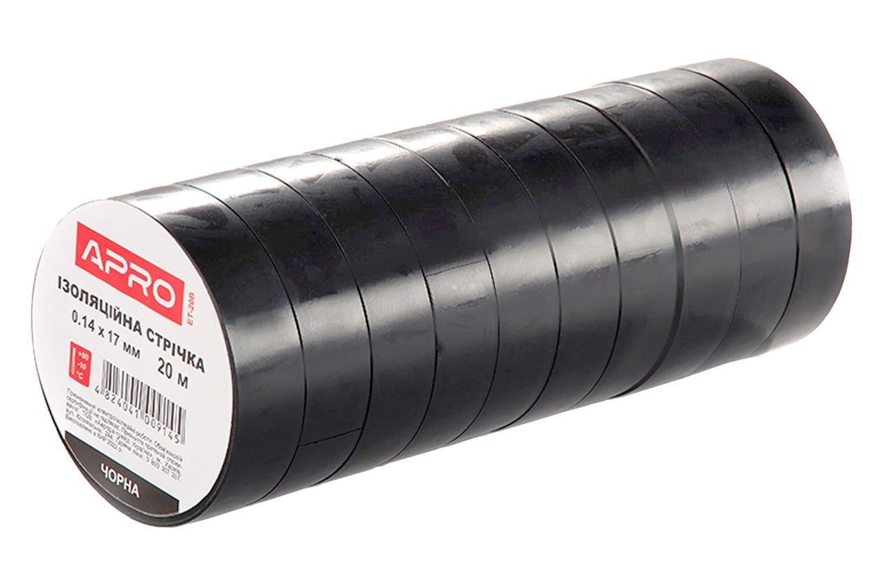 Лента изоляционная Apro - 20 м x 17 x 0,14 мм черная