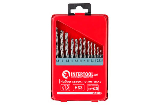 Набор сверл по металлу Intertool - 13 шт. (1,5-6,5 мм)