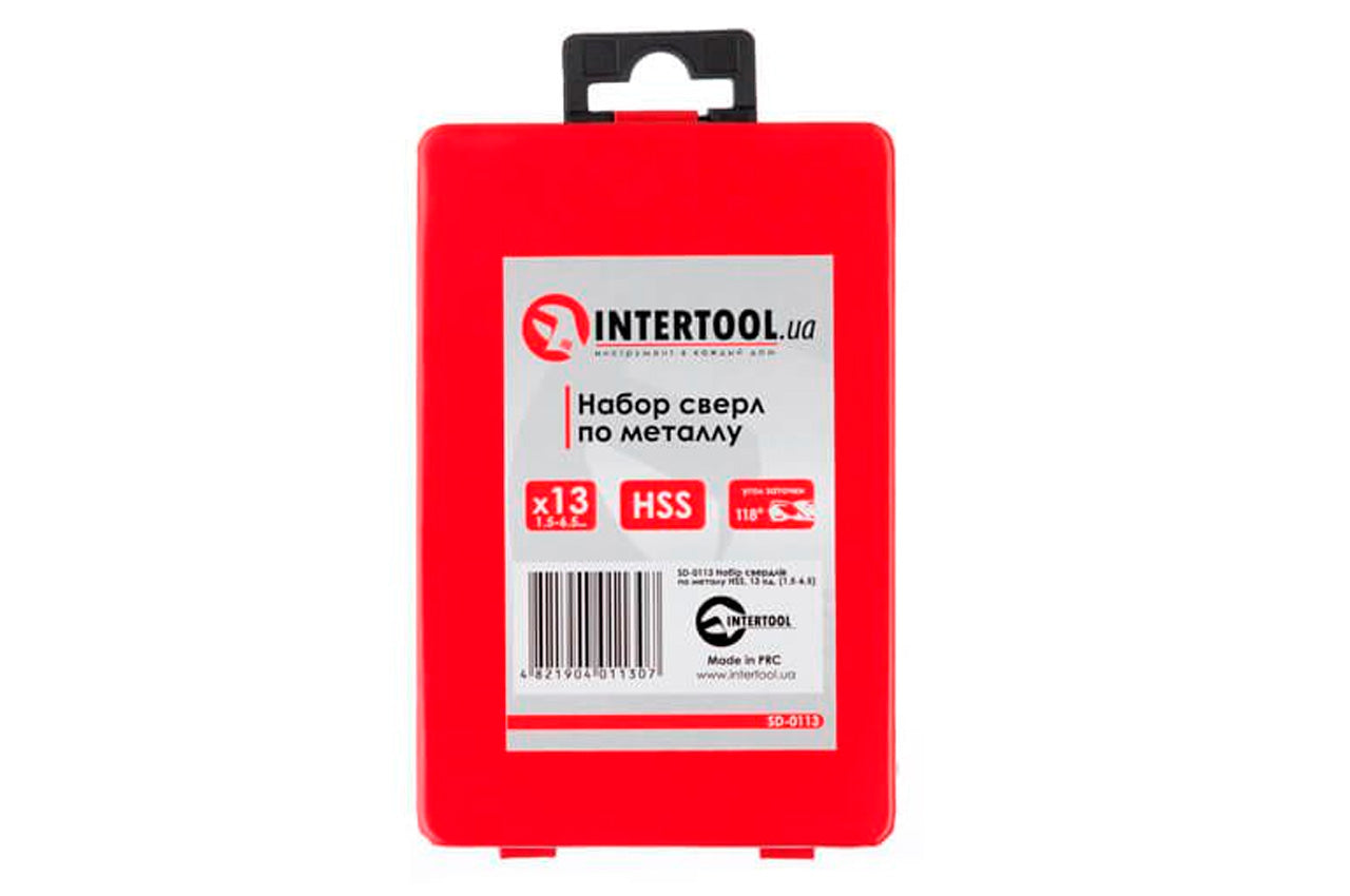 Набор сверл по металлу Intertool - 13 шт. (1,5-6,5 мм)