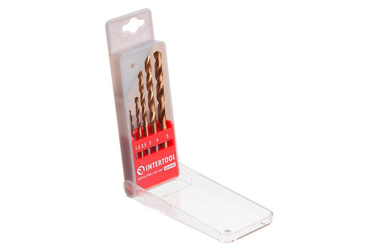 Набор сверл по металлу Intertool - 5 шт. (1,5-5 мм) титан