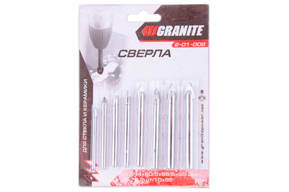 Набор сверл по стеклу и керамике Granite - 4 x 5 x 6 x 8 x 10 x 12 мм (8 шт.)
