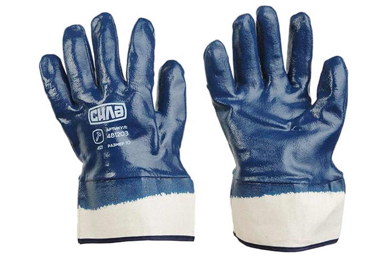 Перчатки Сила - масло-бензостойкие с твердым манжетом 10"