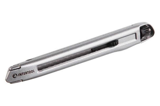 Нож Intertool - 9 мм двойной фиксатор, металлический