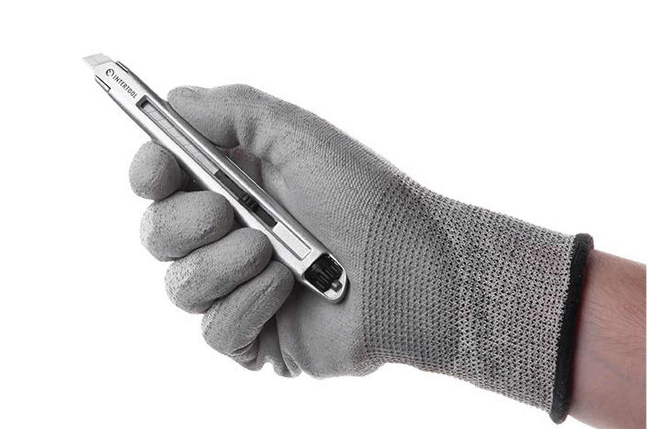 Нож Intertool - 9 мм двойной фиксатор, металлический