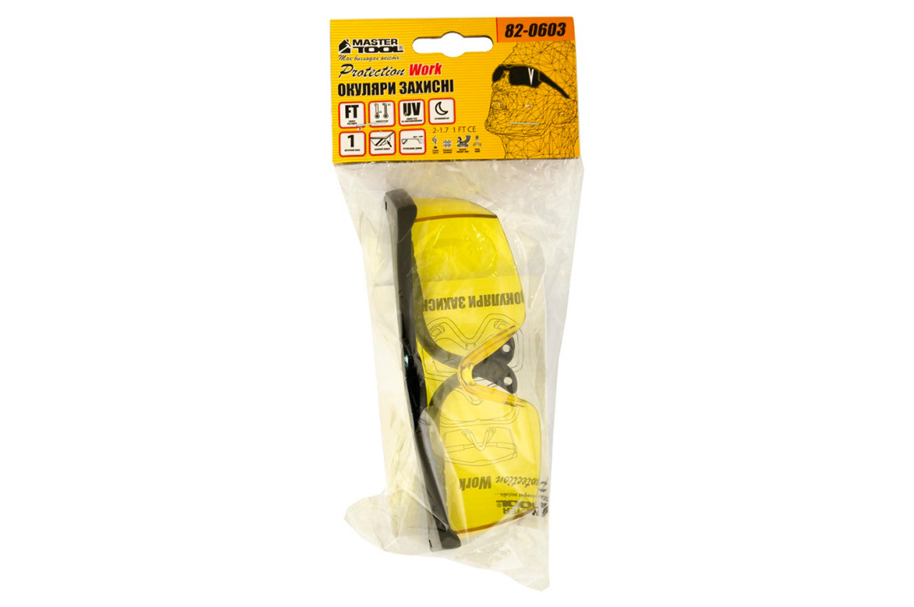 Очки защитные Mastertool - регулируемая дужка (желтые)