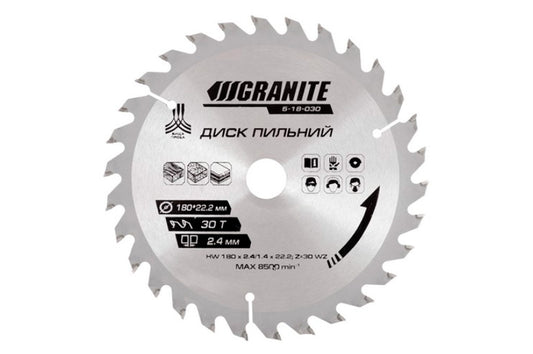 Диск пильный Granite - 180 x 30T x 22,2 мм (22,2-20)