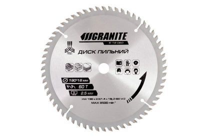 Диск пильный Granite - 190 x 60T x 16 мм