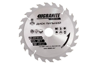 Диск пильный Granite - 205 x 24T x 30 мм (30-25,4)