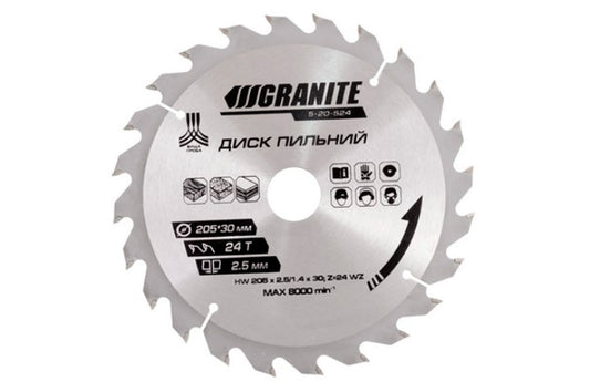 Диск пильный Granite - 205 x 24T x 30 мм (30-25,4)