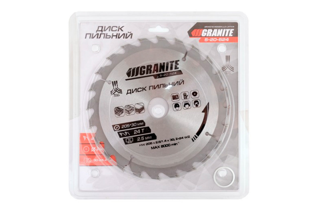 Диск пильный Granite - 205 x 24T x 30 мм (30-25,4)