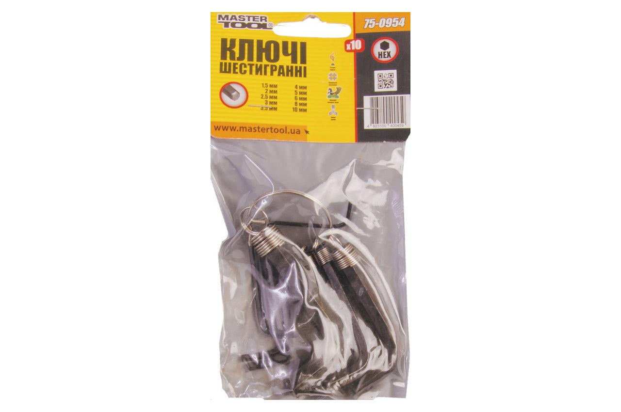 Набор шестигранных ключей Mastertool - 10 шт. брелок