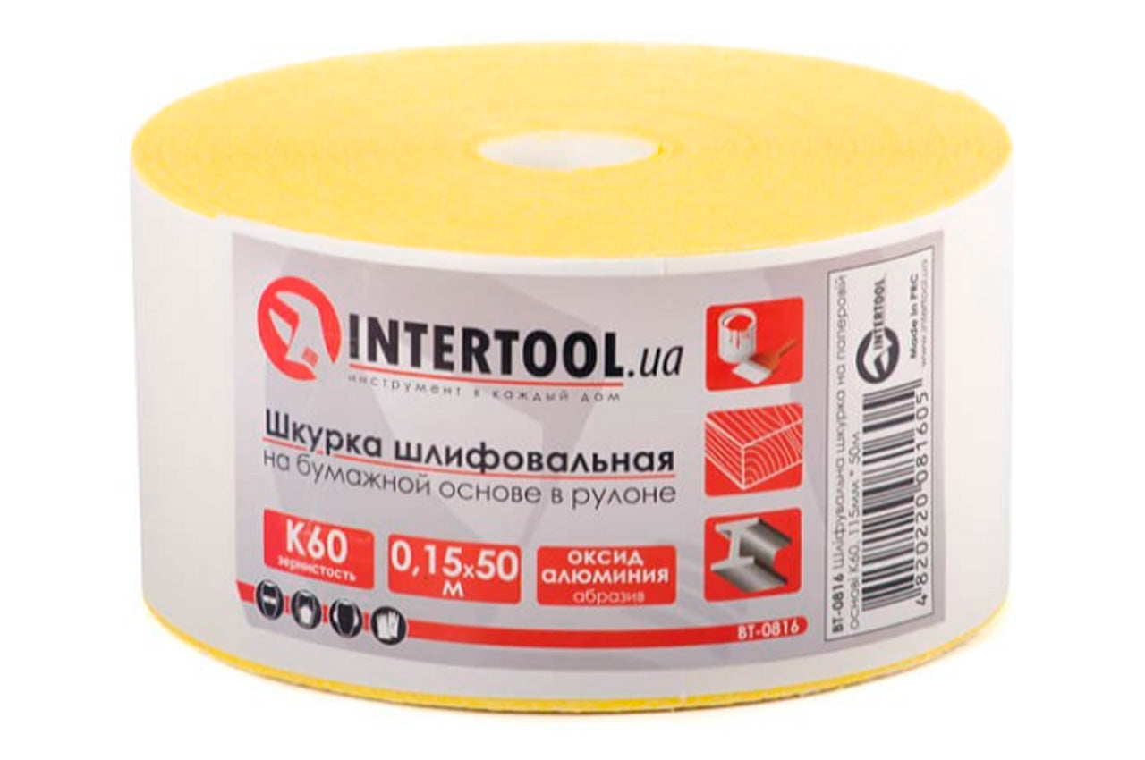 Шлифовальная шкурка Intertool - 115 мм x 50 м x P60 бумага