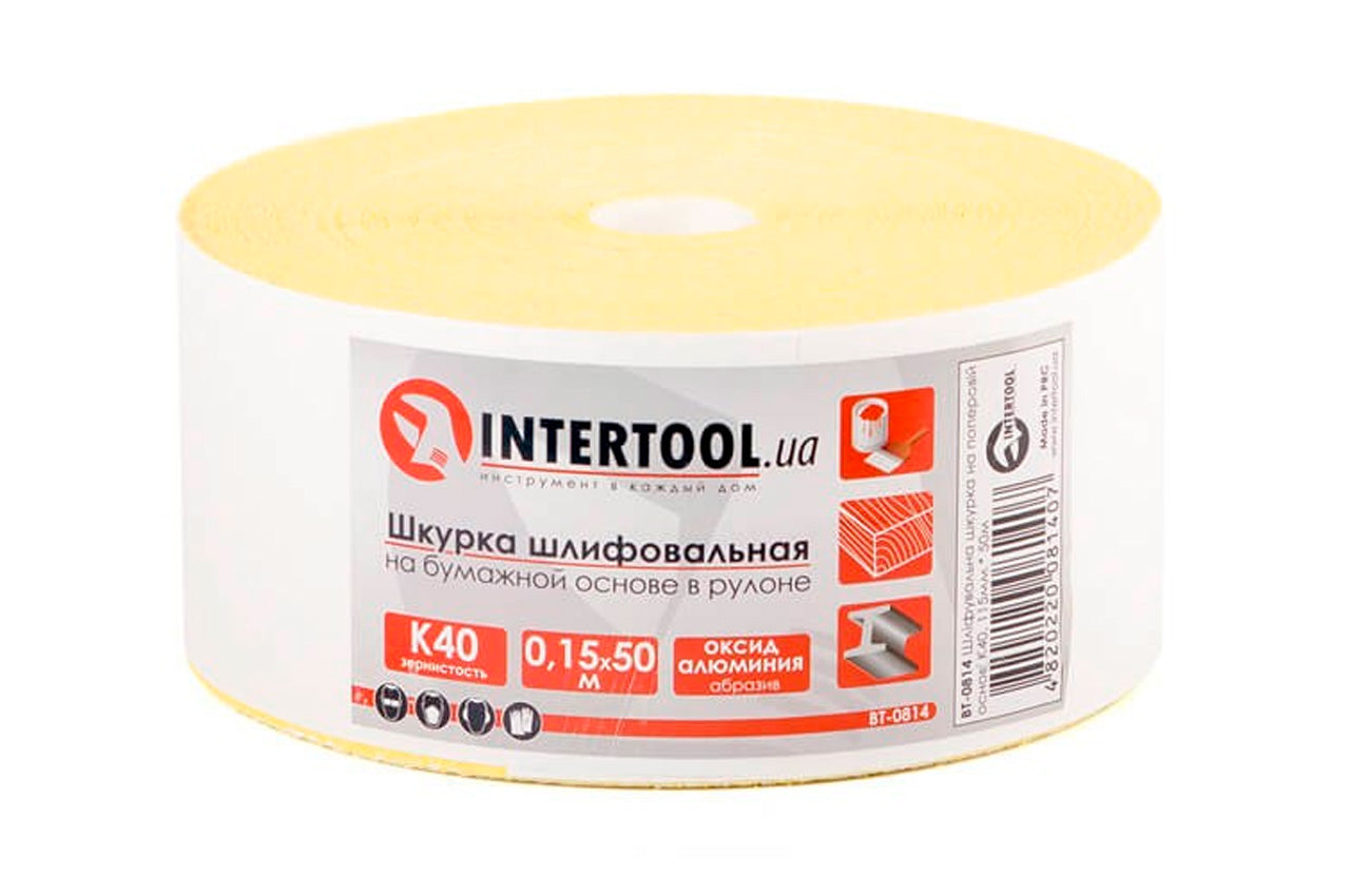 Шлифовальная шкурка Intertool - 115 мм x 50 м x P40 бумага