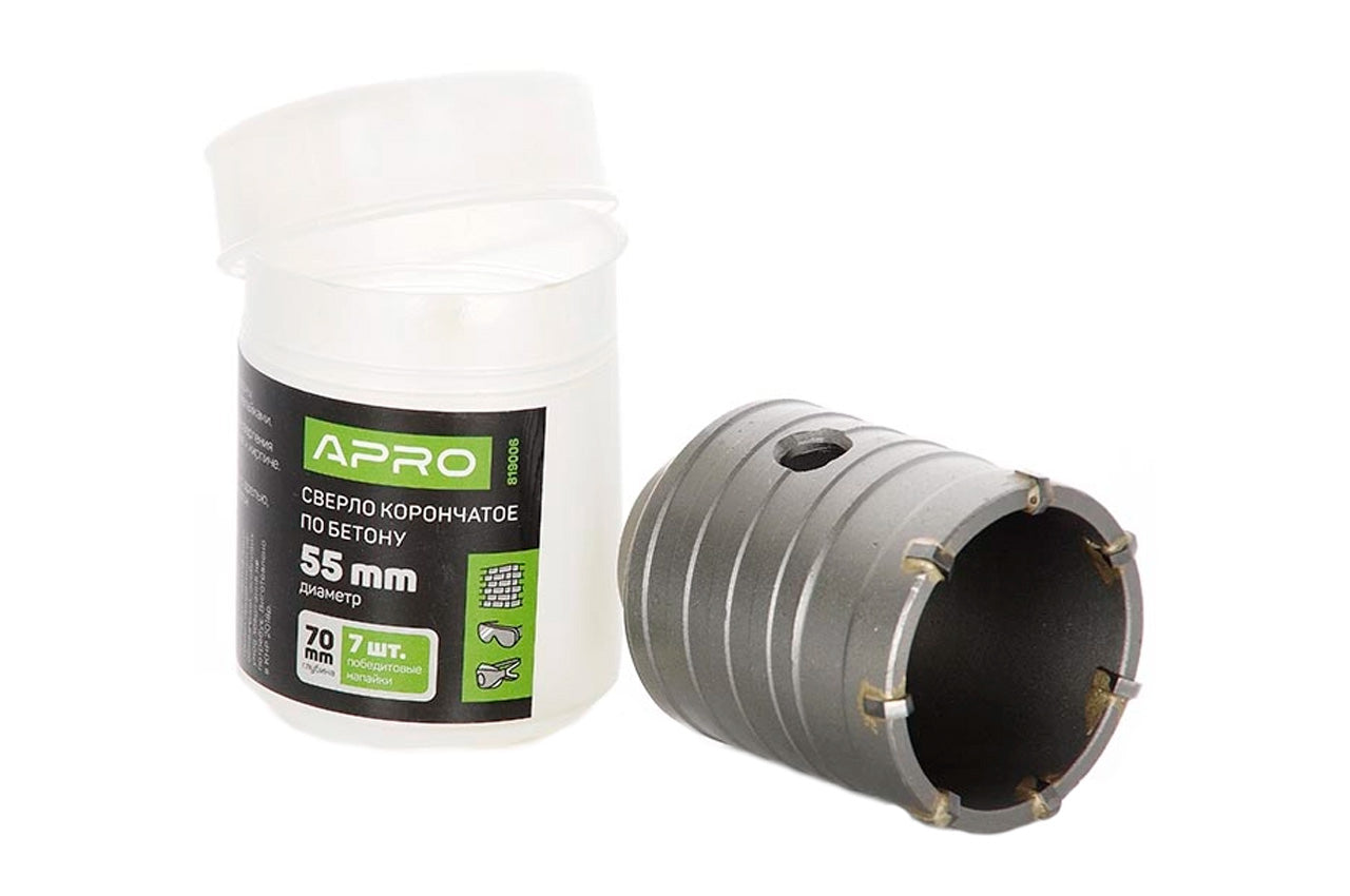 Сверло корончатое по бетону Apro - 55 мм
