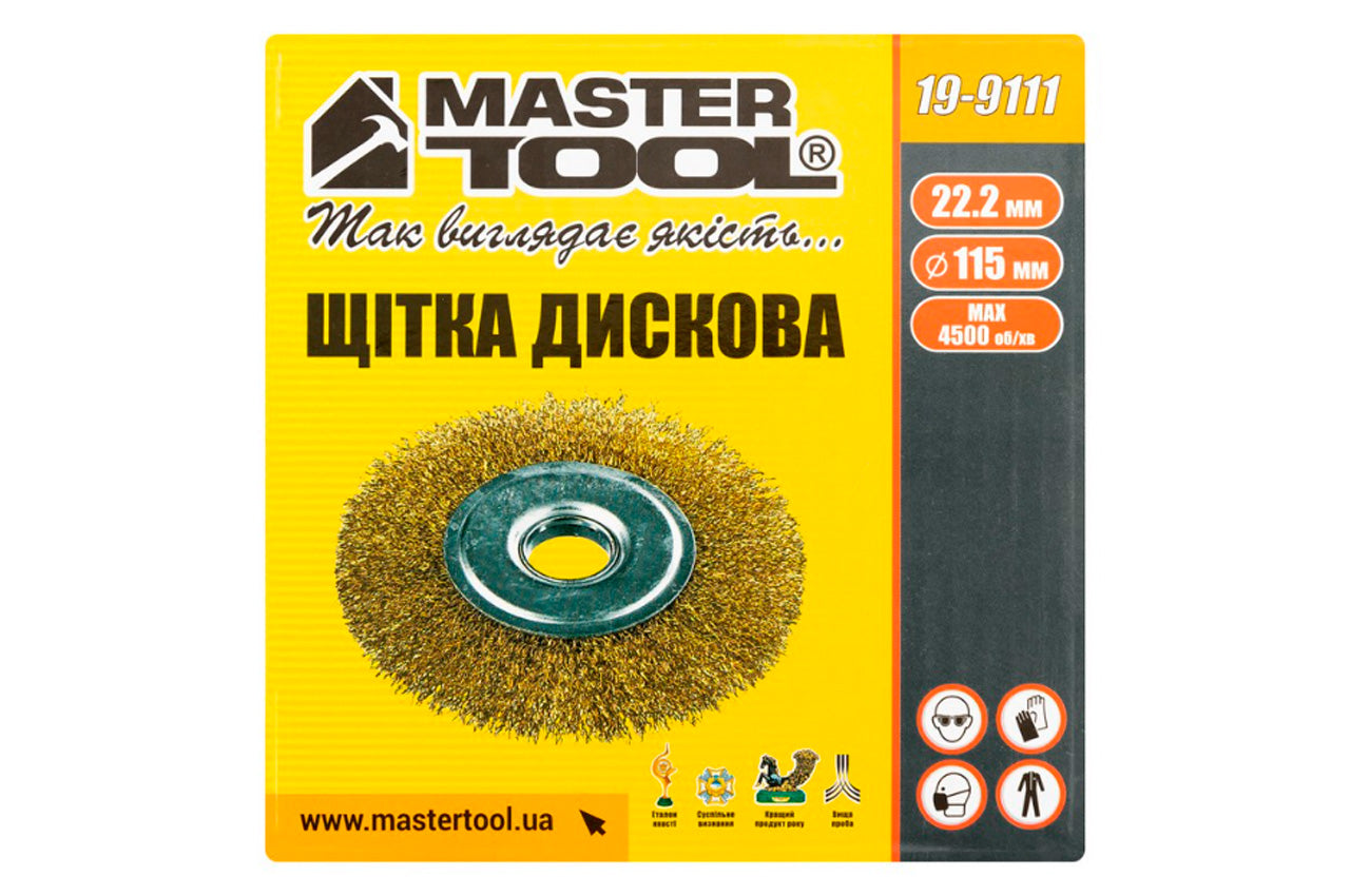 Щетка дисковая Mastertool - 100 x 22,2 мм рифленая