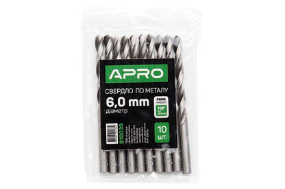Сверло по металлу Apro - 6,0 мм Р6М5