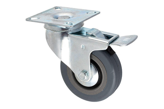 Опора колесная FZB - 75 мм серая с фиксатором