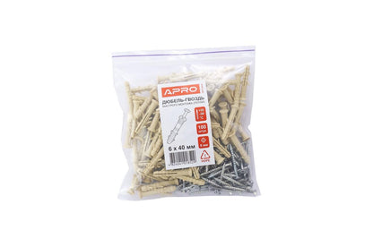Дюбель-гвоздь Apro - 6 x 40 мм потай (100 шт.)