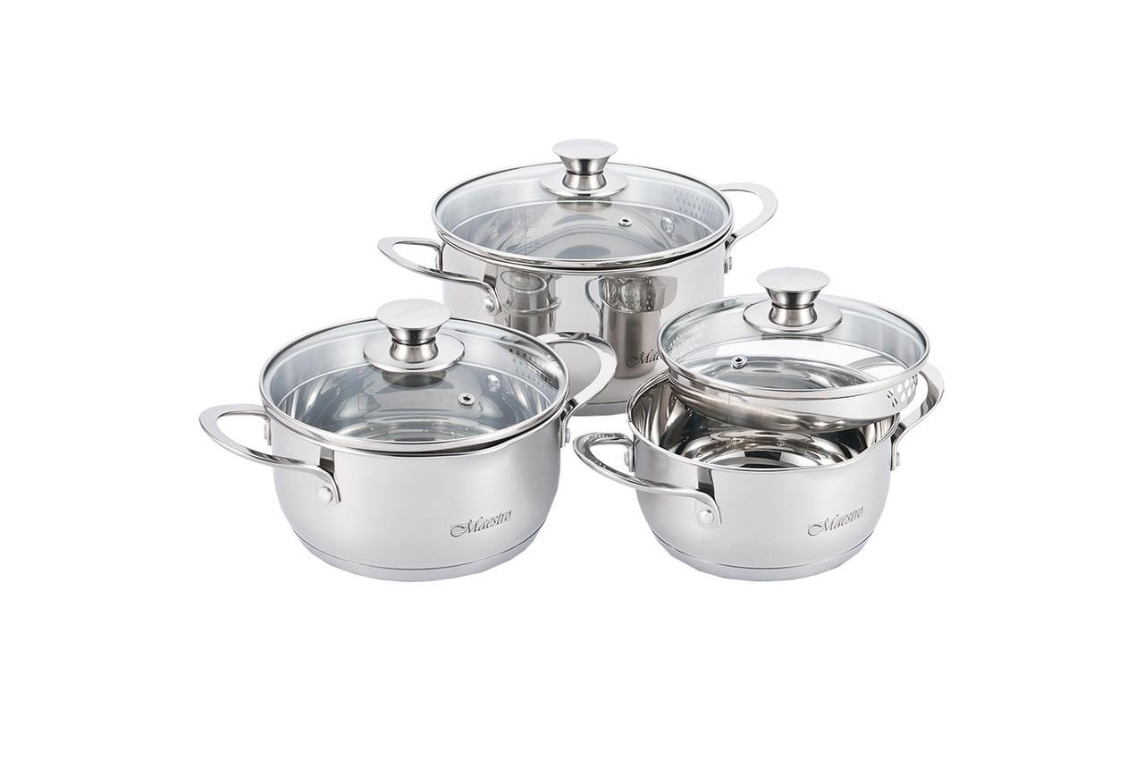 Набор посуды нержавеющий Maestro - 1,6 x 2 x 3 л (3 шт.)