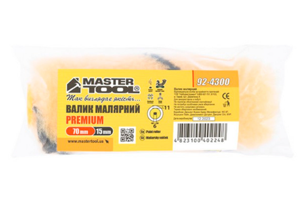 Валик премиум Mastertool - 6 х 15 х 70 мм
