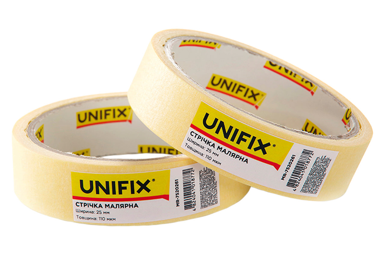 Лента малярная Unifix - 25 мм x 20 м желтая