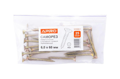 Саморез универсальный Apro - 6,0 x 60 мм (25 шт.)